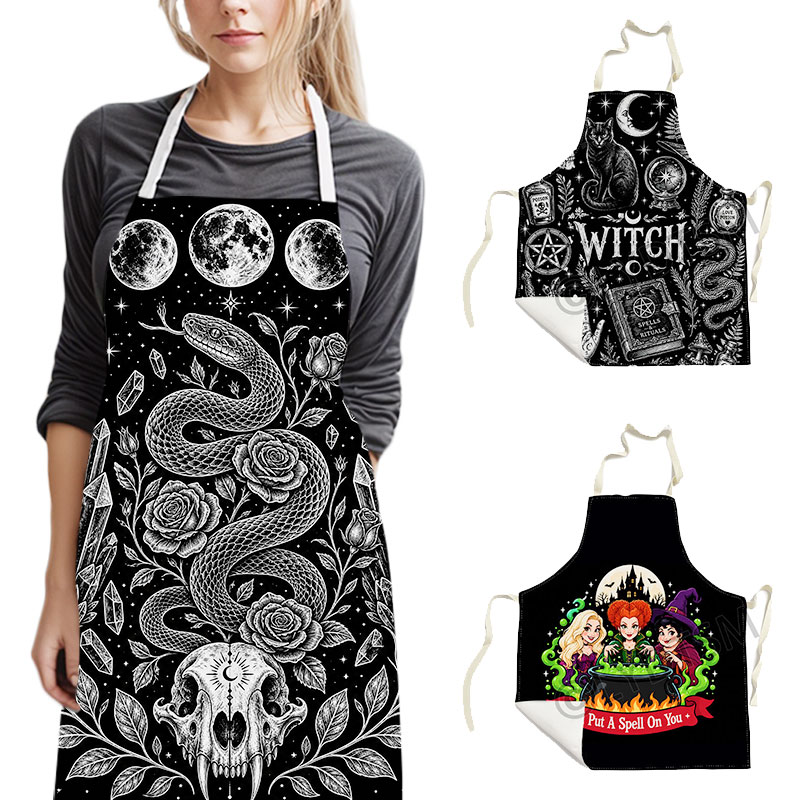 Kitchen Witch Baking - Grembiule gotico da strega, con motivi